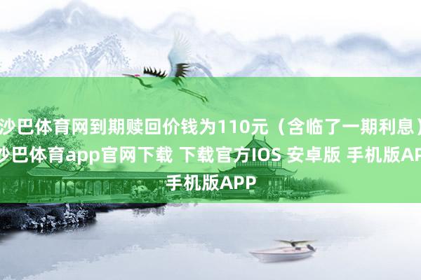 沙巴体育网到期赎回价钱为110元(含临了一期利息)-沙巴体育app官网下载 下载官方IOS 安卓版 手机版APP