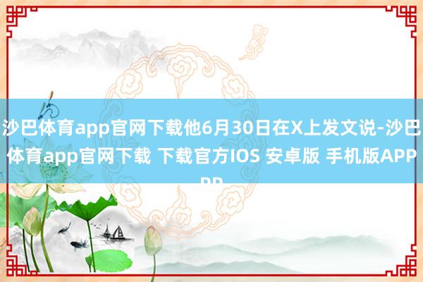 沙巴体育app官网下载他6月30日在X上发文说-沙巴体育app官网下载 下载官方IOS 安卓版 手机版APP